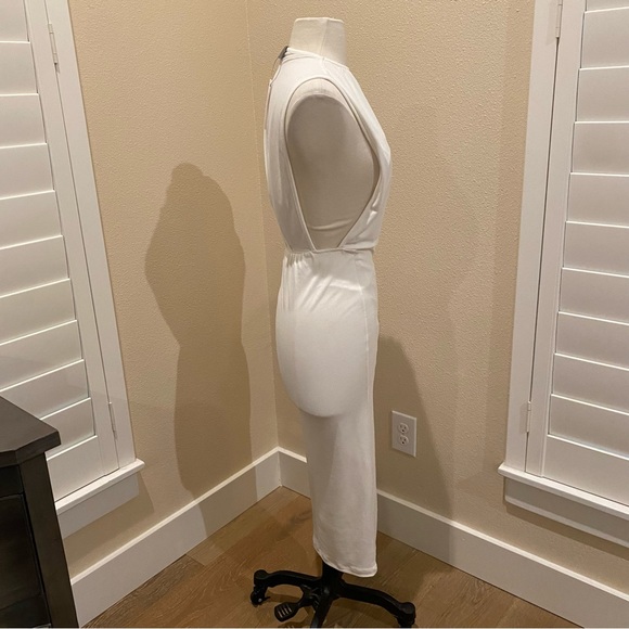 NWT ASOS Midi Bodycon Dress Ivory Open Sides Stretch 4 - Picture 4 of 10